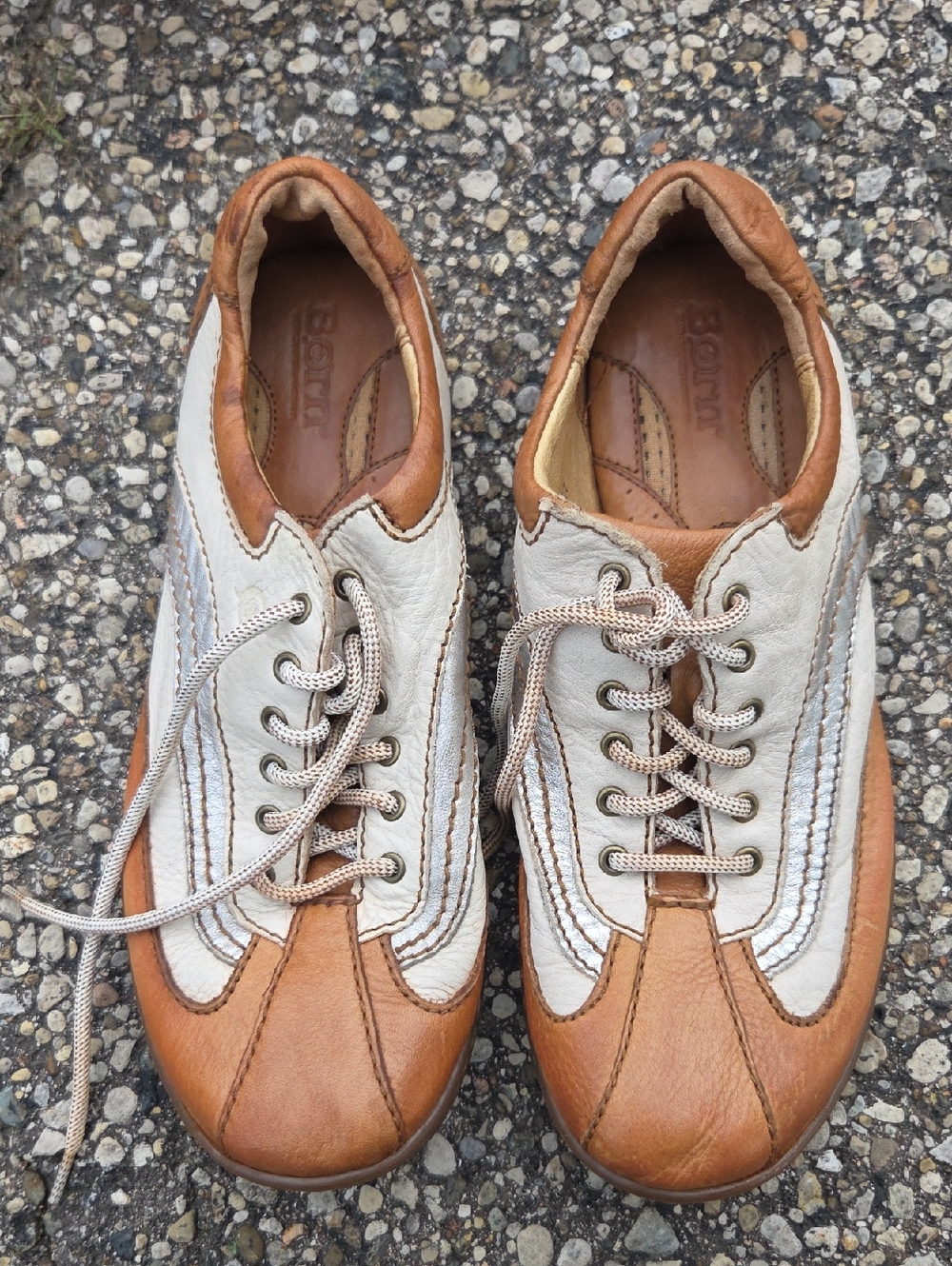 boc Men's Two-Tone Leather Lace-Up Sneakers in Tan and Off-White